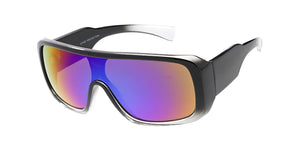 6052ME/RV Men's Plastic Casual Large Rectangular Shield Frame w/ Color Mirror Lens