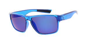 6070ME/RV Men's Plastic Casual Medium Square Crystal Color Frame w/ Color Mirror Lens