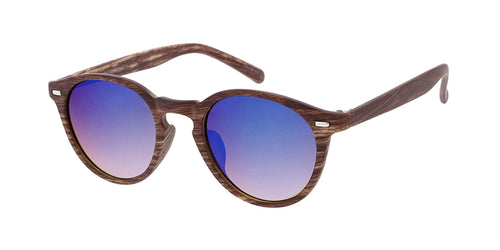 6100RV Unisex Plastic Small Vintage Inspired Hipster Woodgrain Print Frame w/ Color Mirror Lens
