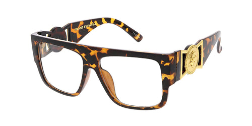 6113VE/CLR Vivant Eyewear Plastic Large Flat Top Rectangular Frame w/ Clear Lens