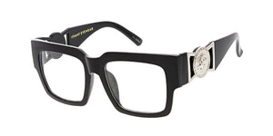 6114VE/CLR Vivant Eyewear Plastic Large Square Frame w/ Clear Lens