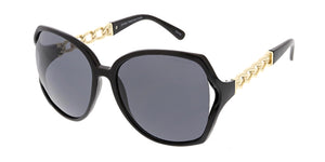 6126 Women's Plastic Oversized Frame w/ Chain Temple Accent