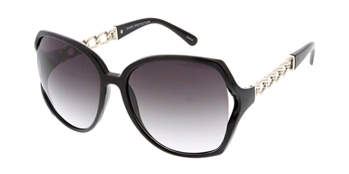 6126 Women's Plastic Oversized Frame w/ Chain Temple Accent
