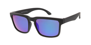 6232SFT/RV Men's Plastic Casual Square Soft Rubberized Finish Frame w/ Color Mirror Lens