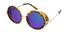 6243RV Unisex Combo Large Round Side Shield Steampunk Frame w/ Color Mirror Lens