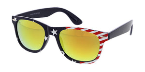 6265USA/RV Unisex Plastic WF Frame w/ USA Flag Print and Color Mirror Lens