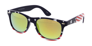 6265USA/RV Unisex Plastic WF Frame w/ USA Flag Print and Color Mirror Lens