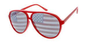 6270USA Unisex Plastic Large Aviator Frame w/ USA American Flag Novelty Lens Print