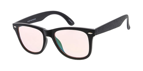 6273MT/RV Unisex Plastic Standard WF Leather-Texture Frame w/ Color Mirror Lens