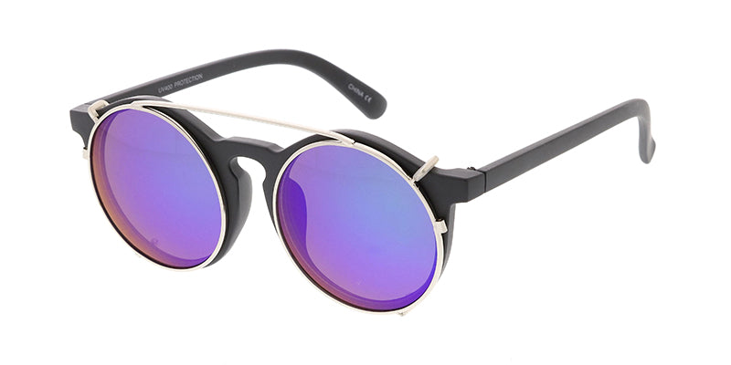 6442RV Unisex Combo Large Hipster Round Frame w/ Metal Clip On