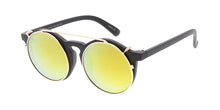 6442RV Unisex Combo Large Hipster Round Frame w/ Metal Clip On Lens and Color Mirror Lens