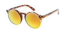 6442RV Unisex Combo Large Hipster Round Frame w/ Metal Clip On Lens and Color Mirror Lens