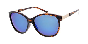6646RV Women's Plastic Medium Designer Inspired Frame w/ Metal Accents and Color Mirror Lens