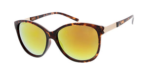 6646RV Women's Plastic Medium Designer Inspired Frame w/ Metal Accents and Color Mirror Lens