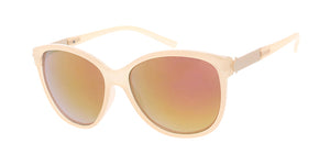 6646RV Women's Plastic Medium Designer Inspired Frame w/ Metal Accents and Color Mirror Lens
