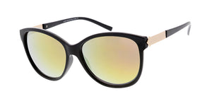 6646RV Women's Plastic Medium Designer Inspired Frame w/ Metal Accents and Color Mirror Lens