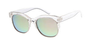 6732CRY/RV Women's Combo Medium Chunky Brow Line Crystal Color Frame w/ Color Mirror Lens