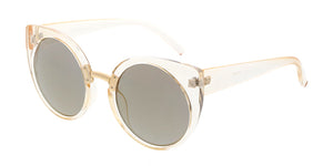 6734RV Women's Plastic Medium Rounded Cat Eye Frame w/ Color Mirror Lens