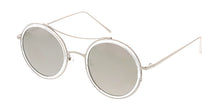 6740CRY/RV Women's Combo Large Round Double Bridge Crystal Frame w/ Color Mirror Lens