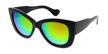 6751RV Women's Plastic Large Chunky Cat Eye Frame w/ Color Mirror Lens