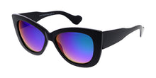 6751RV Women's Plastic Large Chunky Cat Eye Frame w/ Color Mirror Lens