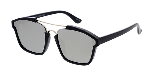 6755RV Unisex Combo Medium Geometric Double Bridge Designer Frame w/ Color Mirror Lens