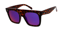6760RV Women's Plastic Large Flat Top Rectangular Frame w/ Color Mirror Lens