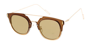6857REV Unisex Plastic Medium Double Bridge Hipster Crystal Color Frame w/ Spectrum Color Mirror Lens