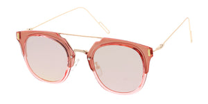 6857REV Unisex Plastic Medium Double Bridge Hipster Crystal Color Frame w/ Spectrum Color Mirror Lens