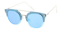 6857REV Unisex Plastic Medium Double Bridge Hipster Crystal Color Frame w/ Spectrum Color Mirror Lens