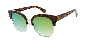 6864RV Women's Combo Large Brow Line Cat Eye Frame w/ Color Mirror Lens