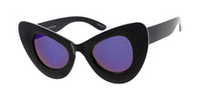 6885RV Women's Plastic Large Chunky Cat Eye w/ Color Mirror Lens