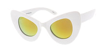 6885RV Women's Plastic Large Chunky Cat Eye w/ Color Mirror Lens