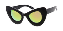 6885RV Women's Plastic Large Chunky Cat Eye w/ Color Mirror Lens