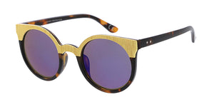6904RV Women's Plastic Medium Rounded Browline Frame w/ Color Mirror Lens