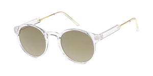 6906CRY/RV Unisex Plastic Round Hipster Small Crystal Clear Frame w/ Color Mirror Lens