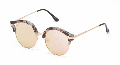 6938RV Women's Combo Medium Round Half Brow Frame w/ Color Mirror Lens