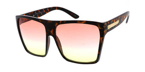 7033COL Women's Plastic Oversize Square Frame w/ Two Tone Lens