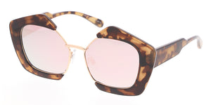 7051RV Women's Combo Large Geometric Chunky Designer Frame w/ Color Mirror Lens