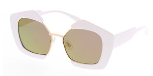 7051RV Women's Combo Large Geometric Chunky Designer Frame w/ Color Mirror Lens