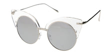7076RV Women's Combo Large Round Cat Eye Frame w/ Color Mirror Lens