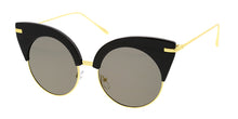 7076RV Women's Combo Large Round Cat Eye Frame w/ Color Mirror Lens