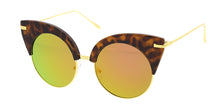 7076RV Women's Combo Large Round Cat Eye Frame w/ Color Mirror Lens