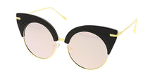 7076RV Women's Combo Large Round Cat Eye Frame w/ Color Mirror Lens
