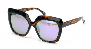 7087REV Women's Plastic Large Square Frame w/ Spectrum Color Mirror Lens