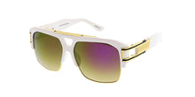 7145RV Unisex Plastic Large Thick Half Frame w/ Metal Accents and Color Mirror Lens