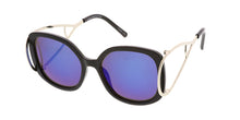 7148RV Women's Plastic Large Rounded Square Frame w/ Looped Temples and Color Mirror Lens