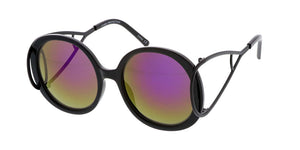 7150RV Women's Plastic Large Round Frame w/ Looped Temple and Color Mirror Lens