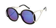 7150RV Women's Plastic Large Round Frame w/ Looped Temple and Color Mirror Lens