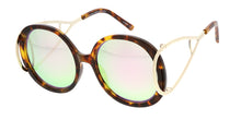 7150RV Women's Plastic Large Round Frame w/ Looped Temple and Color Mirror Lens